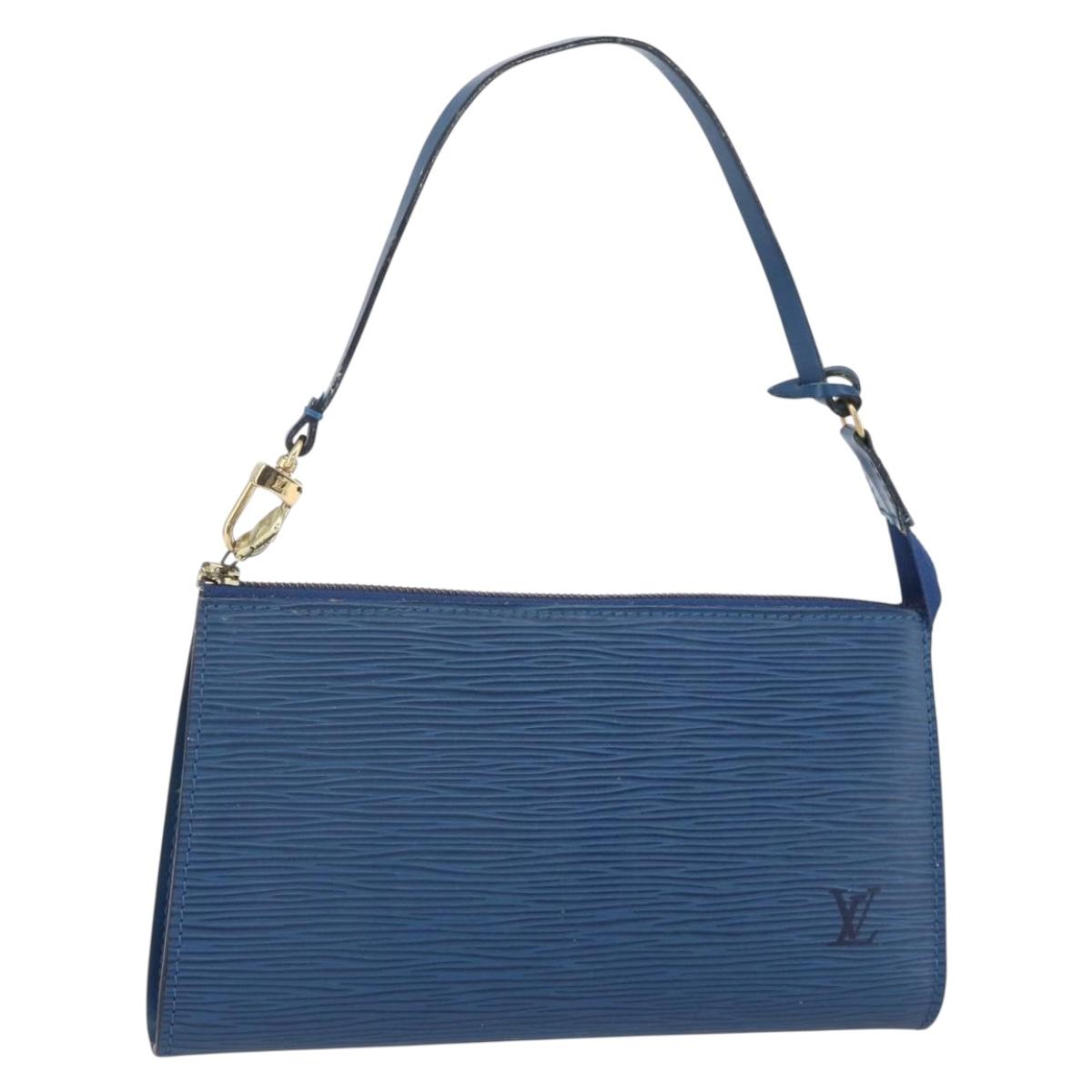 LOUIS VUITTON Epi Pochette Accessoires Pouch Blue M52985 LV Auth BA8155