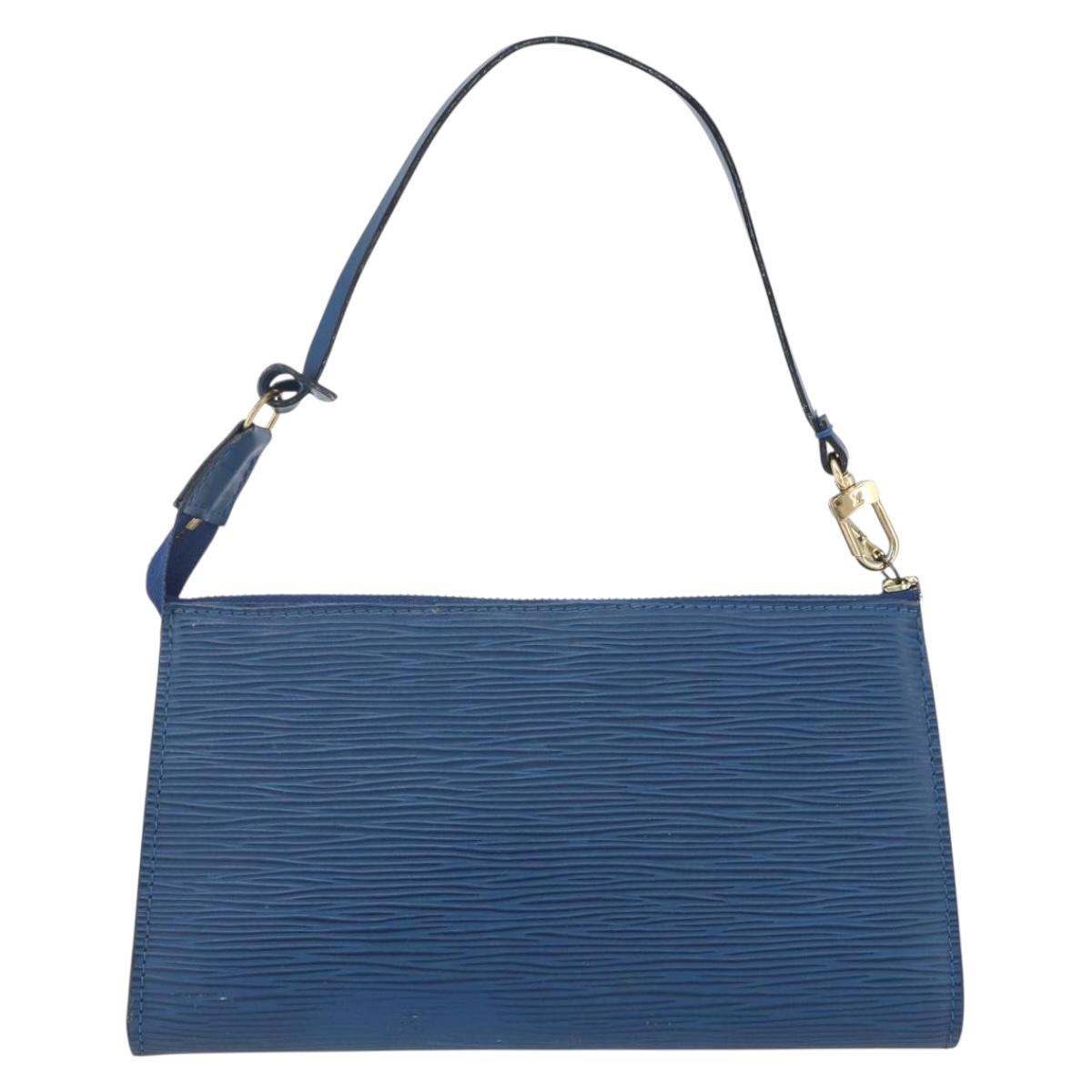 LOUIS VUITTON Epi Pochette Accessoires Pouch Blue M52985 LV Auth BA8155