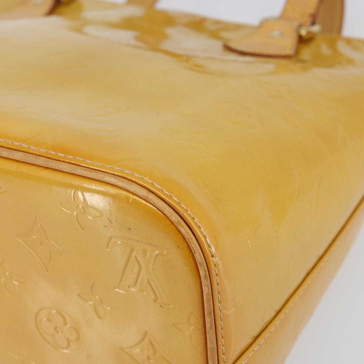 LOUIS VUITTON Monogram Vernis Houston Hand Bag Beige M91004 LV Auth BA8162