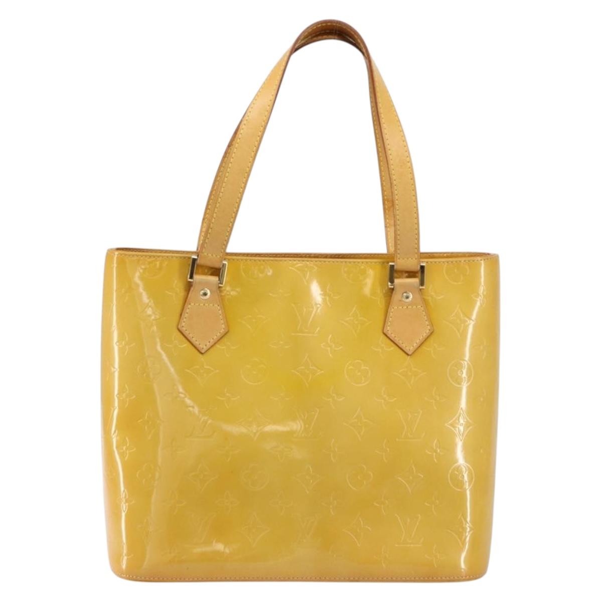 LOUIS VUITTON Monogram Vernis Houston Hand Bag Beige M91004 LV Auth BA8162