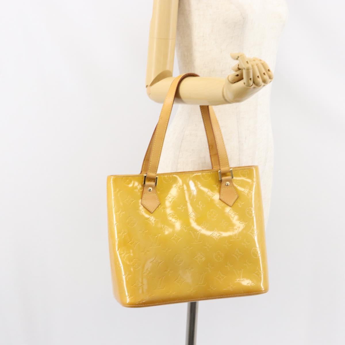 LOUIS VUITTON Monogram Vernis Houston Hand Bag Beige M91004 LV Auth BA8162