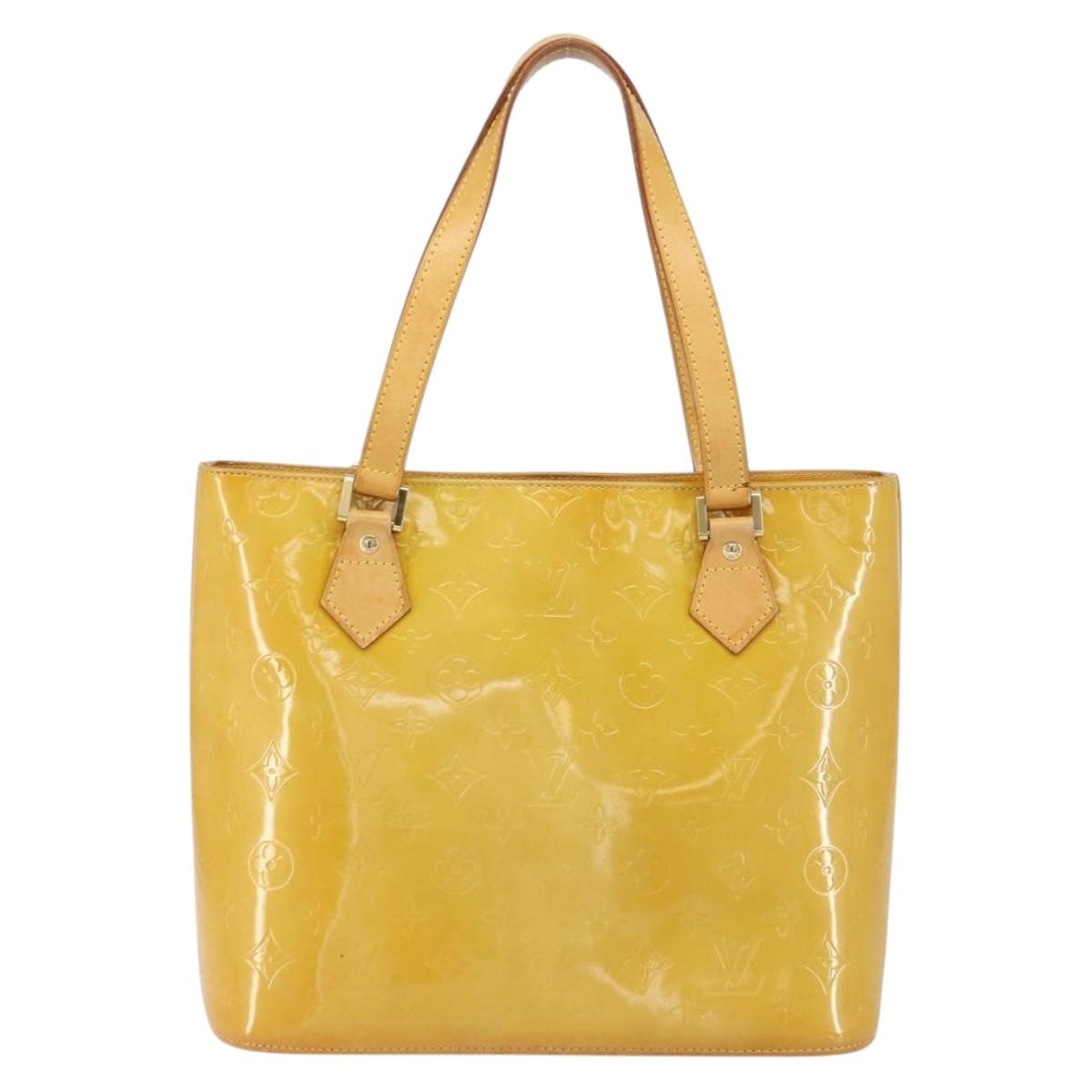 LOUIS VUITTON Monogram Vernis Houston Hand Bag Beige M91004 LV Auth BA8162