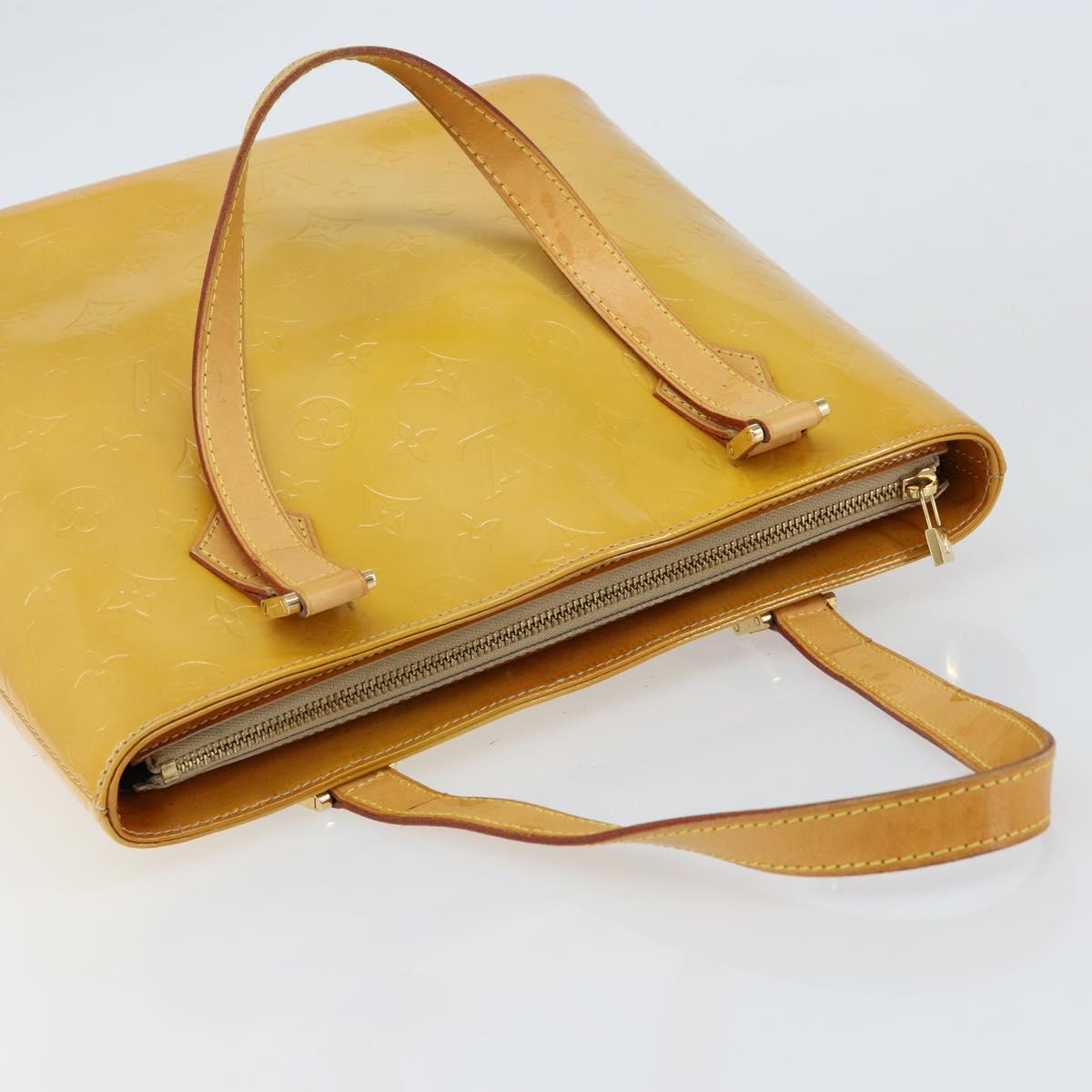 LOUIS VUITTON Monogram Vernis Houston Hand Bag Beige M91004 LV Auth BA8162