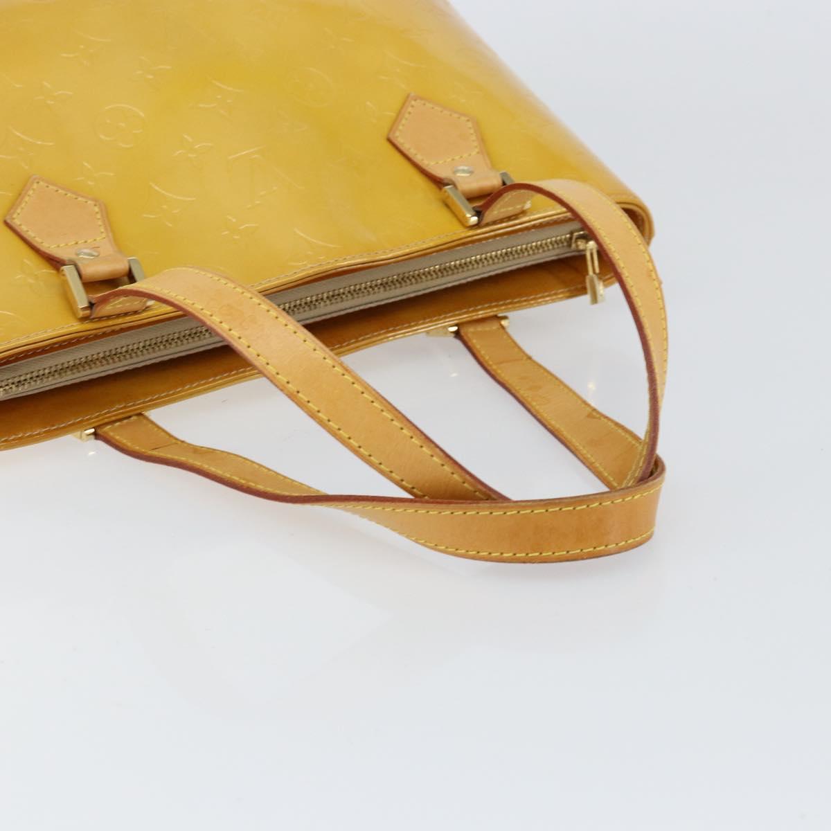 LOUIS VUITTON Monogram Vernis Houston Hand Bag Beige M91004 LV Auth BA8162