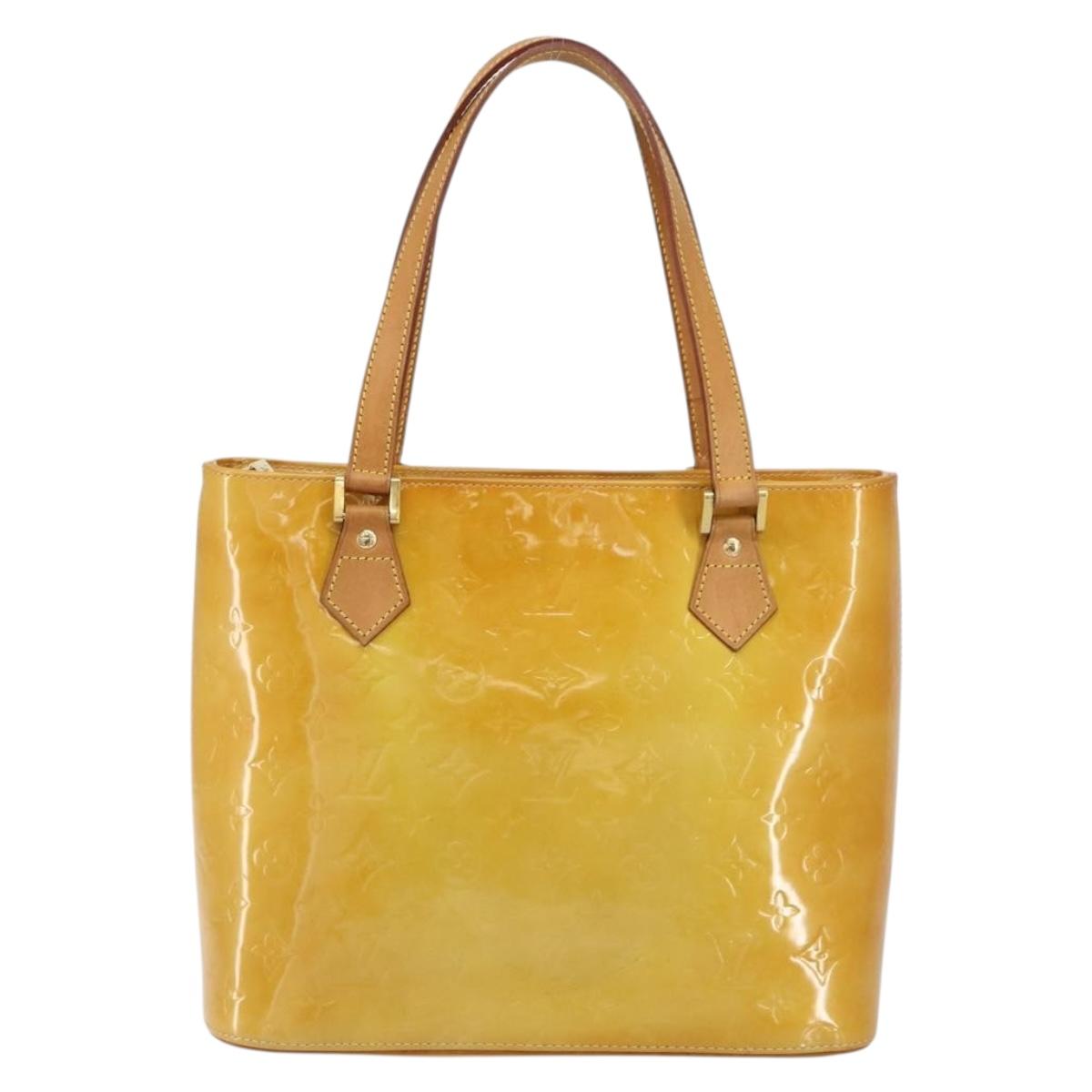 LOUIS VUITTON Monogram Vernis Houston Hand Bag Beige M91004 LV Auth BA8163
