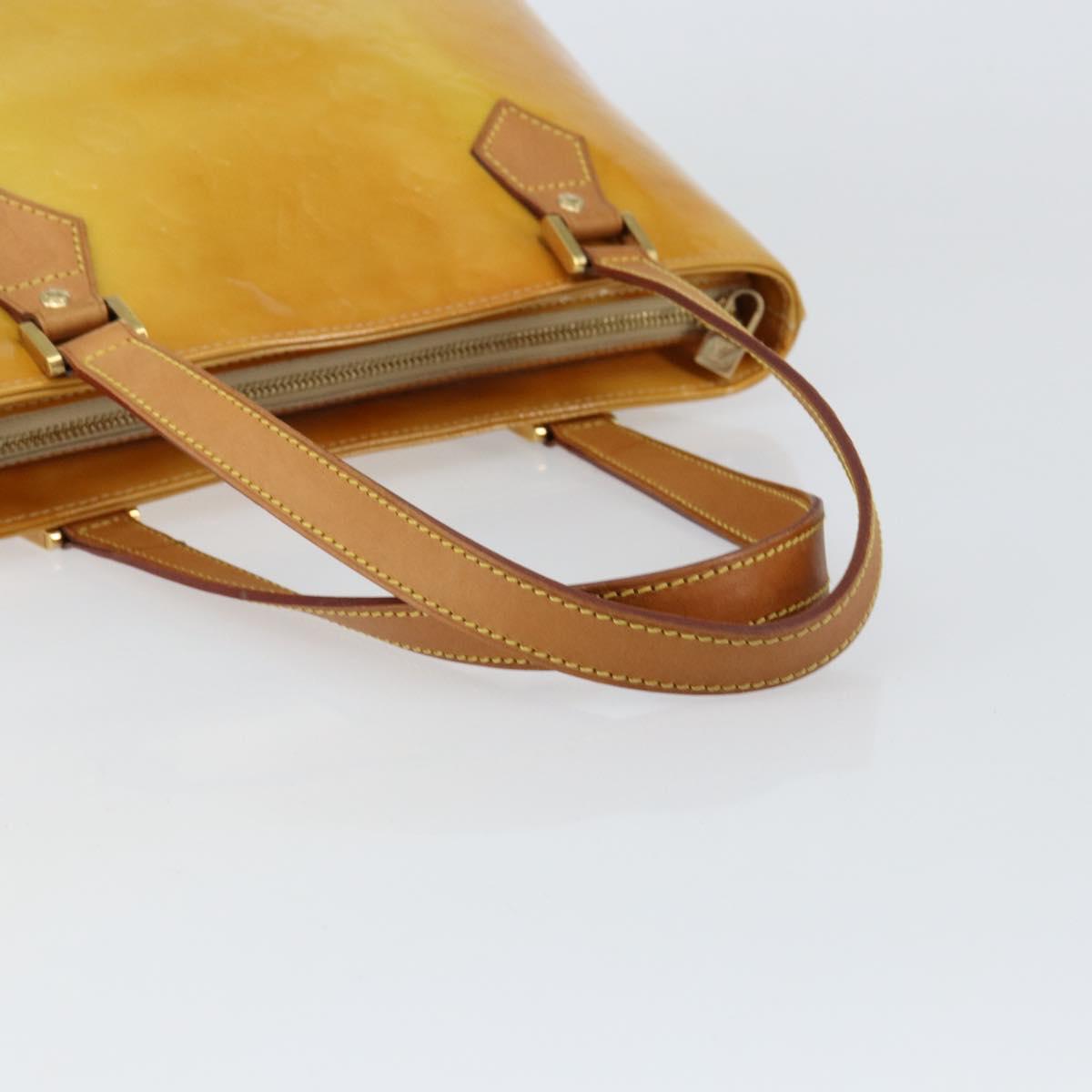 LOUIS VUITTON Monogram Vernis Houston Hand Bag Beige M91004 LV Auth BA8163