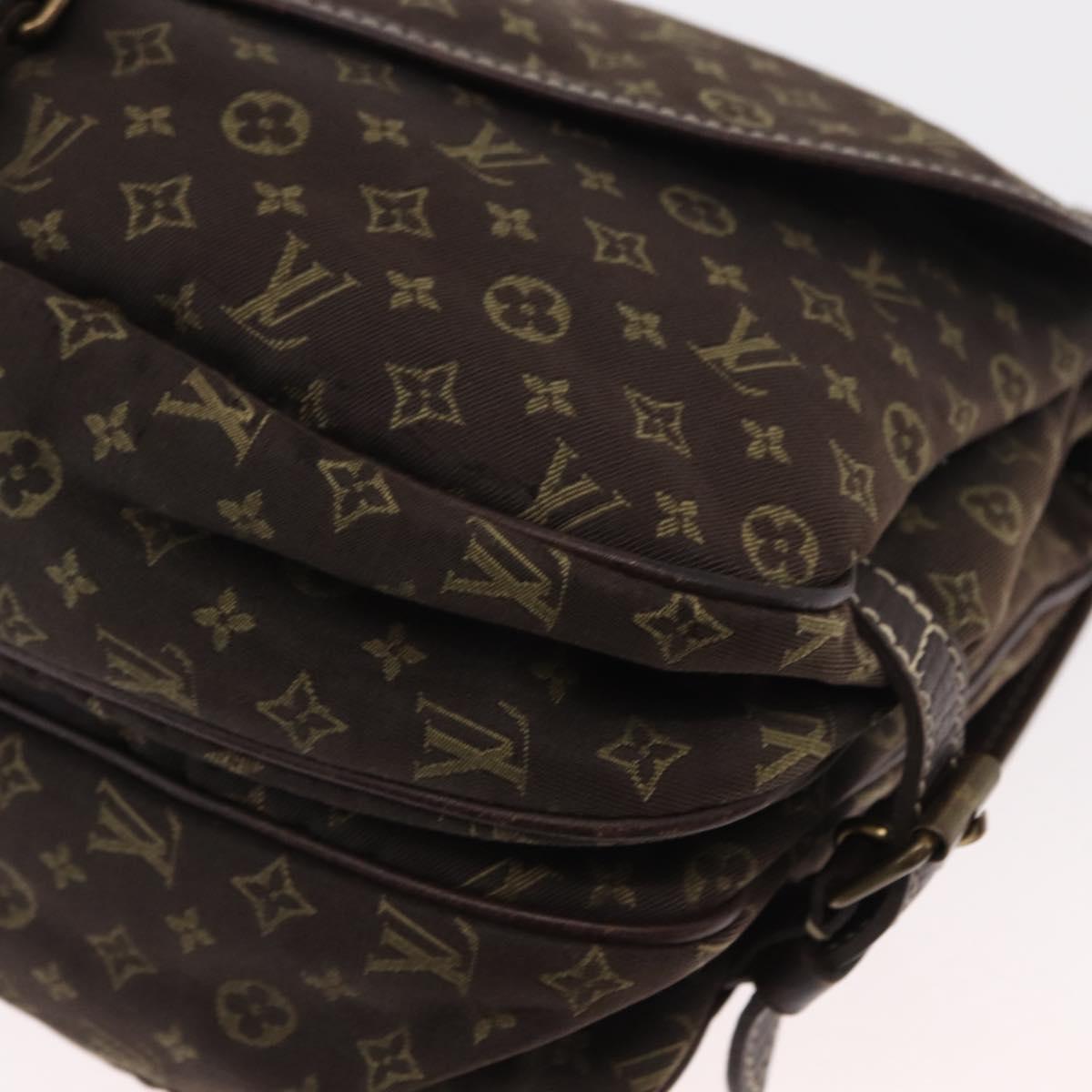 LOUIS VUITTON Monogram Mini Lin Saumur PM Shoulder Bag Brown M95227 Auth BA8167