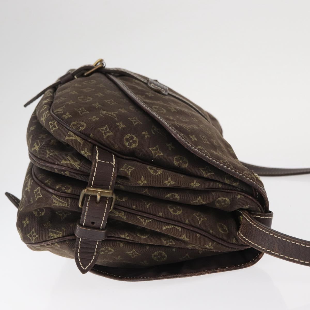 LOUIS VUITTON Monogram Mini Lin Saumur PM Shoulder Bag Brown M95227 Auth BA8167