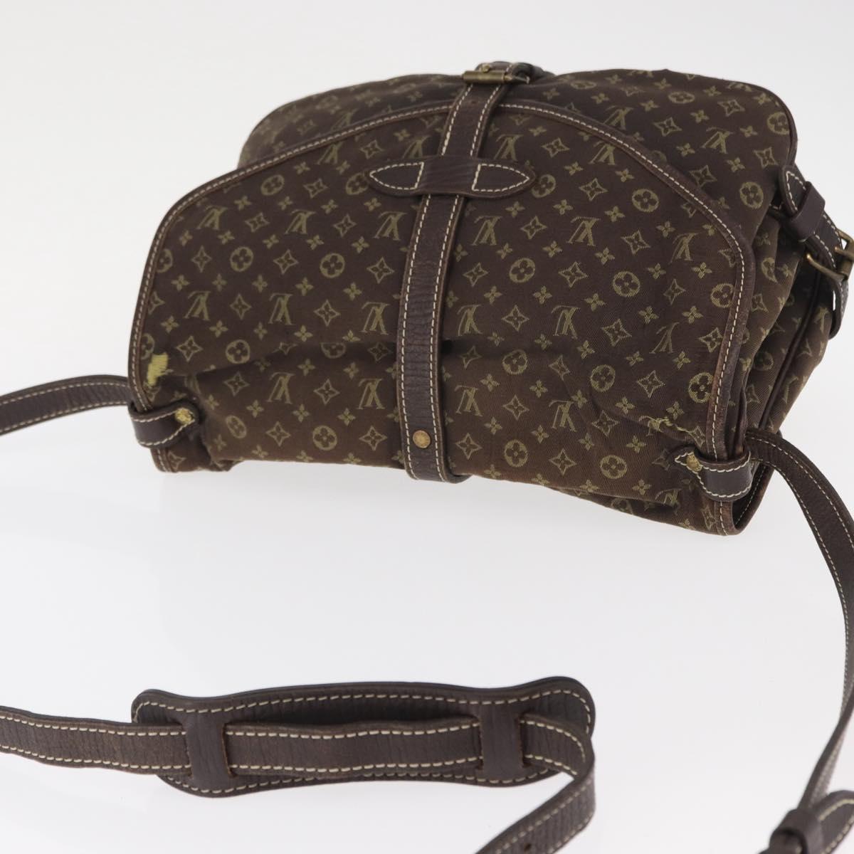 LOUIS VUITTON Monogram Mini Lin Saumur PM Shoulder Bag Brown M95227 Auth BA8167