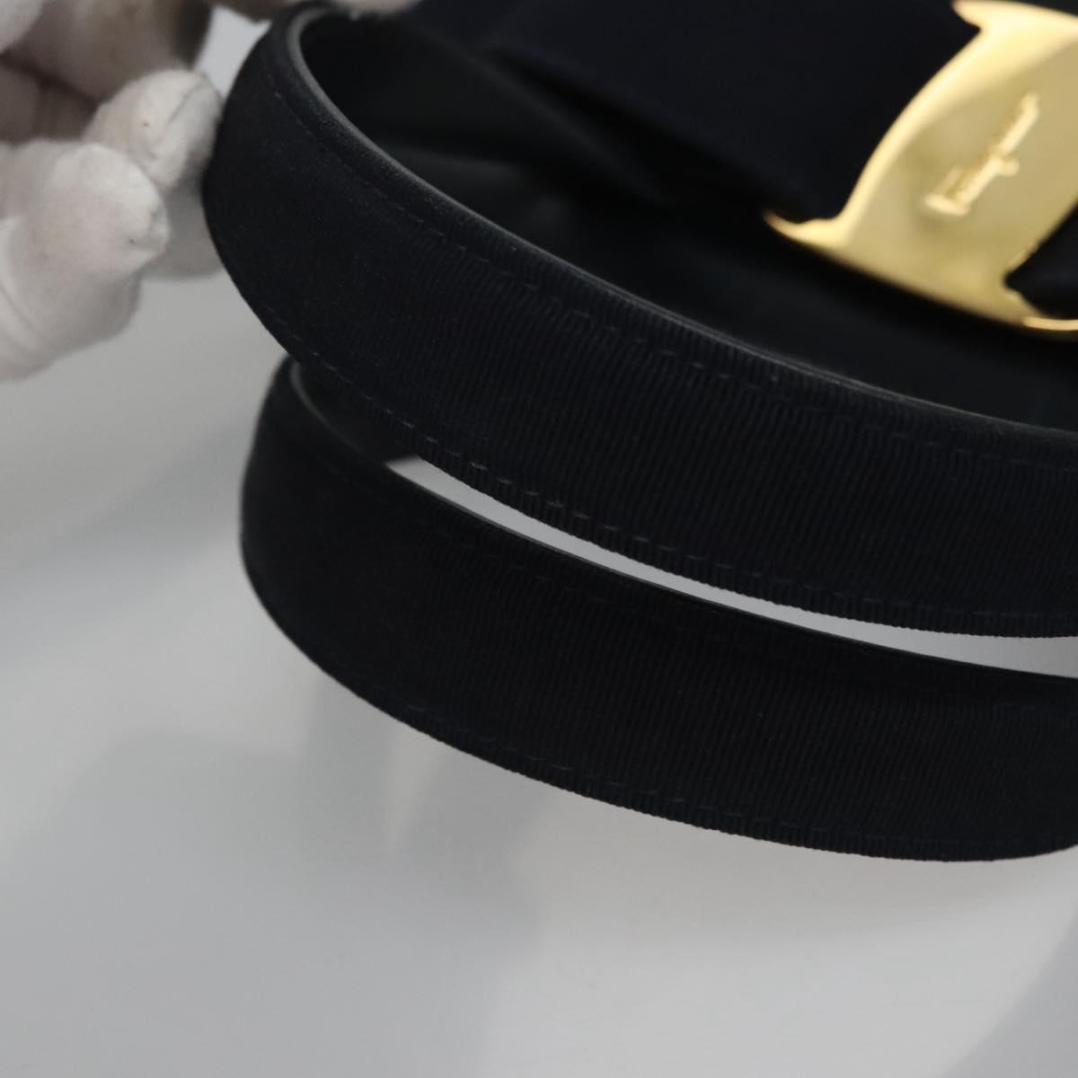 Salvatore Ferragamo Vala Hand Bag Leather 2way Navy Gold Auth BA817