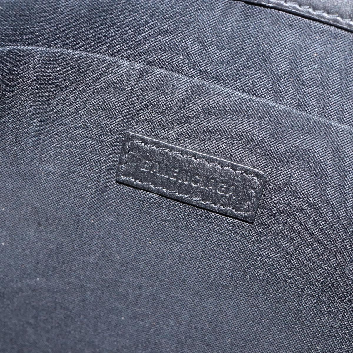 BALENCIAGA Clip M Bag Canvas Leather Beige Black Silver 373834 Auth BA8170