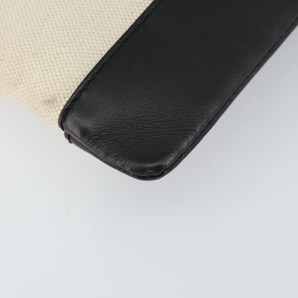 BALENCIAGA Clip M Bag Canvas Leather Beige Black Silver 373834 Auth BA8170