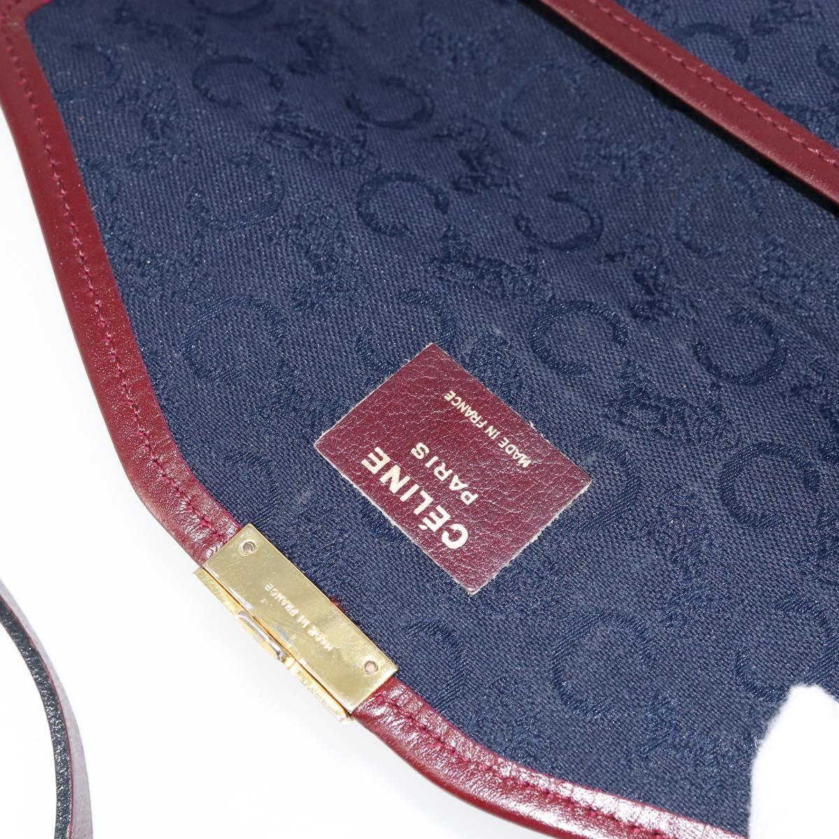 CELINE C Sulky Shoulder Bag Canvas Navy Gold Auth BA8171