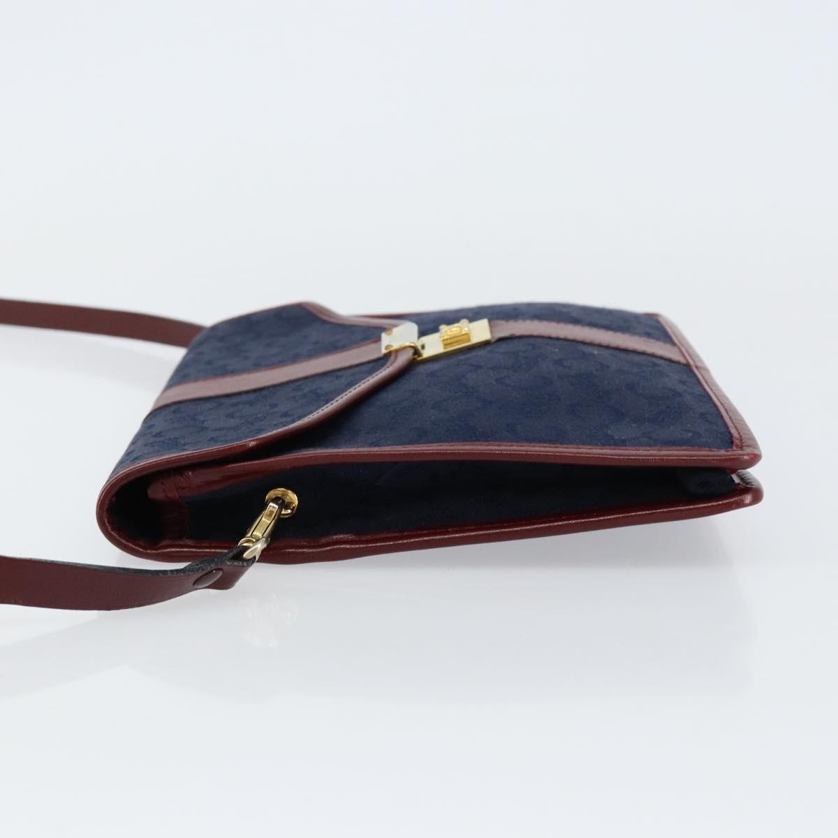 CELINE C Sulky Shoulder Bag Canvas Navy Gold Auth BA8171