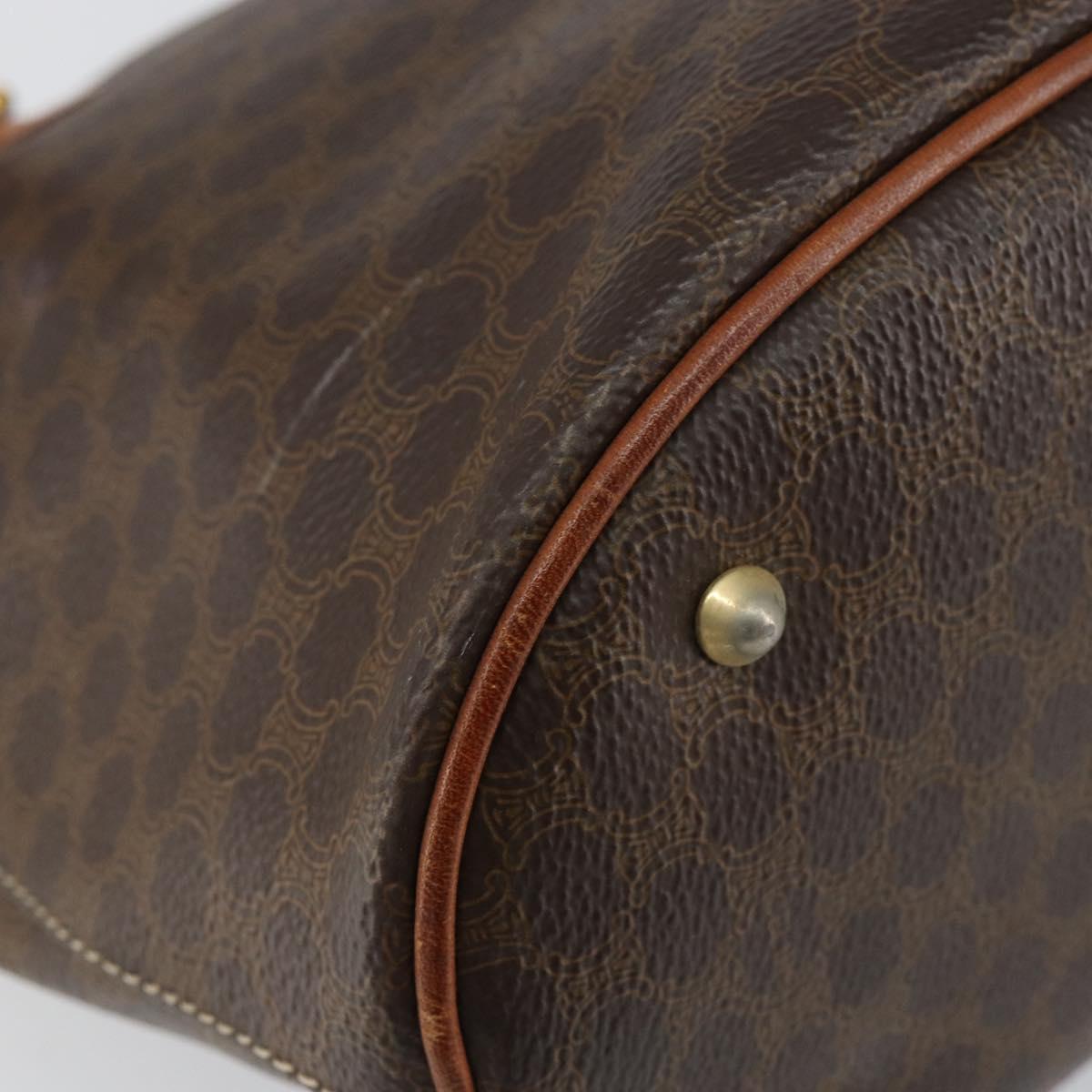 CELINE Macadam Canvas Tote Bag PVC Leather Brown Gold Auth BA8172