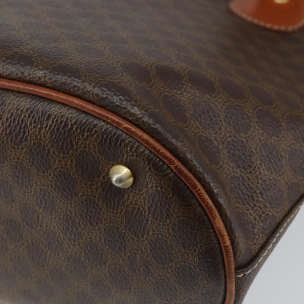 CELINE Macadam Canvas Tote Bag PVC Leather Brown Gold Auth BA8172