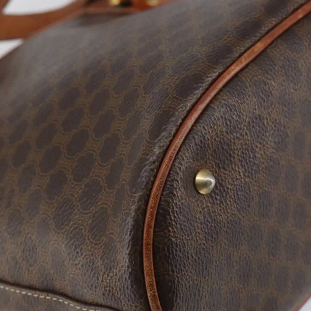 CELINE Macadam Canvas Tote Bag PVC Leather Brown Gold Auth BA8172