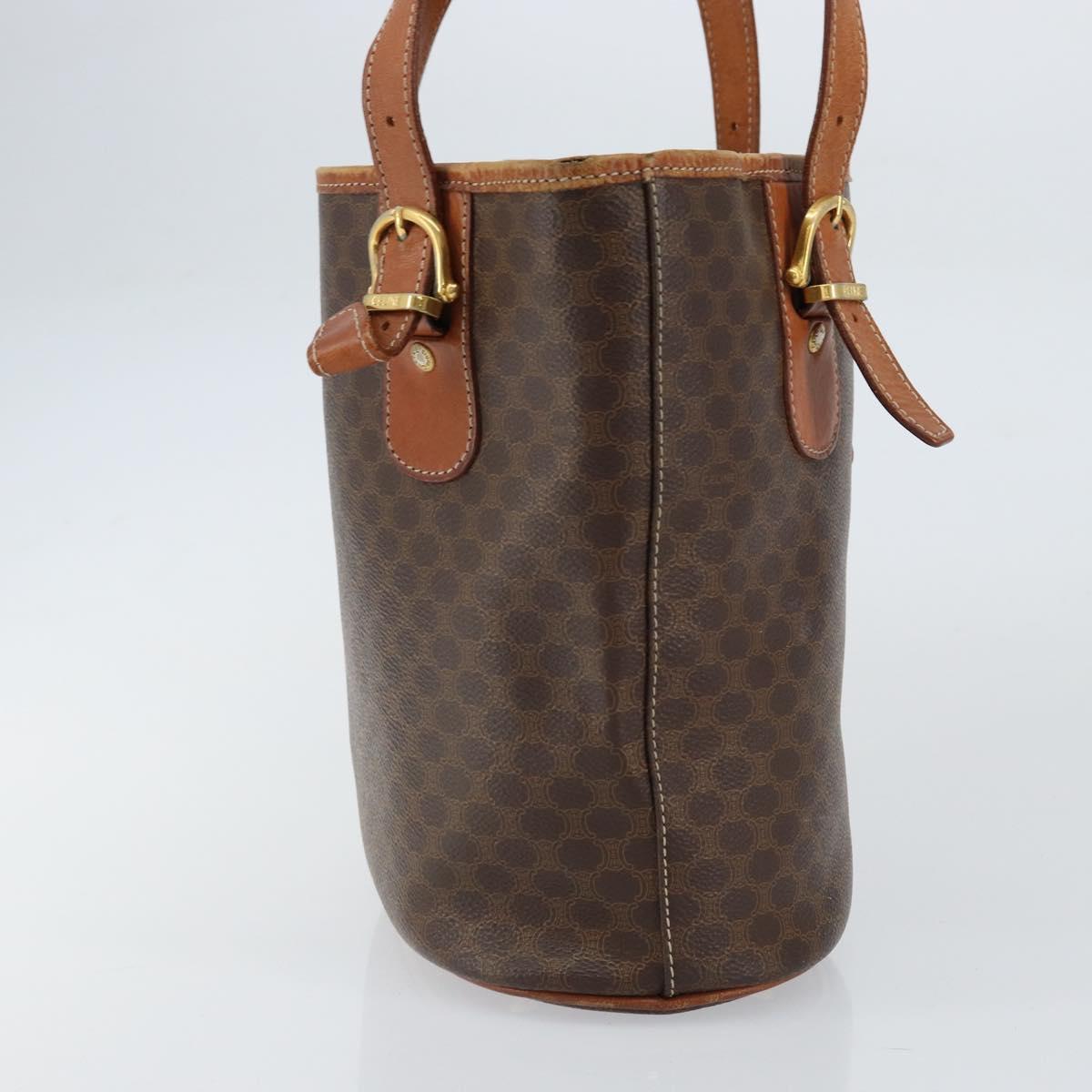 CELINE Macadam Canvas Tote Bag PVC Leather Brown Gold Auth BA8172