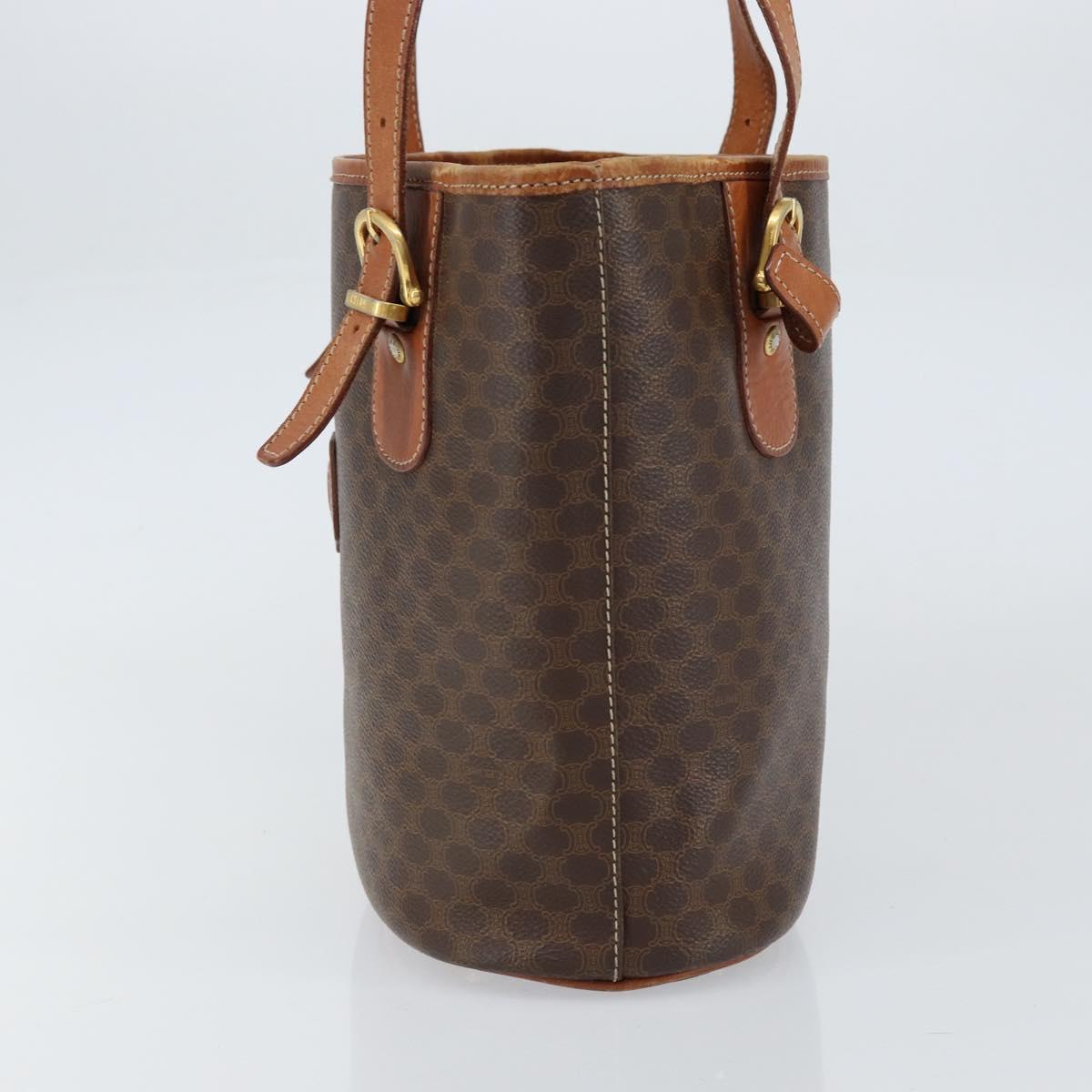 CELINE Macadam Canvas Tote Bag PVC Leather Brown Gold Auth BA8172