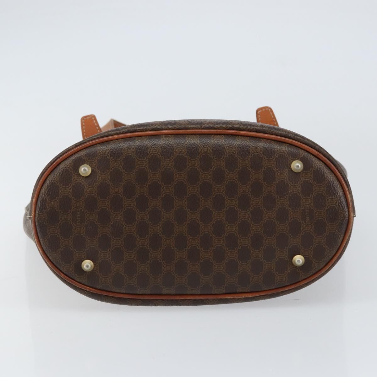 CELINE Macadam Canvas Tote Bag PVC Leather Brown Gold Auth BA8172