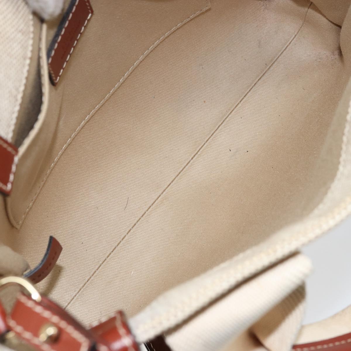 Chloe Woody Hand Bag Canvas Leather 2way Beige Gold Auth BA8173
