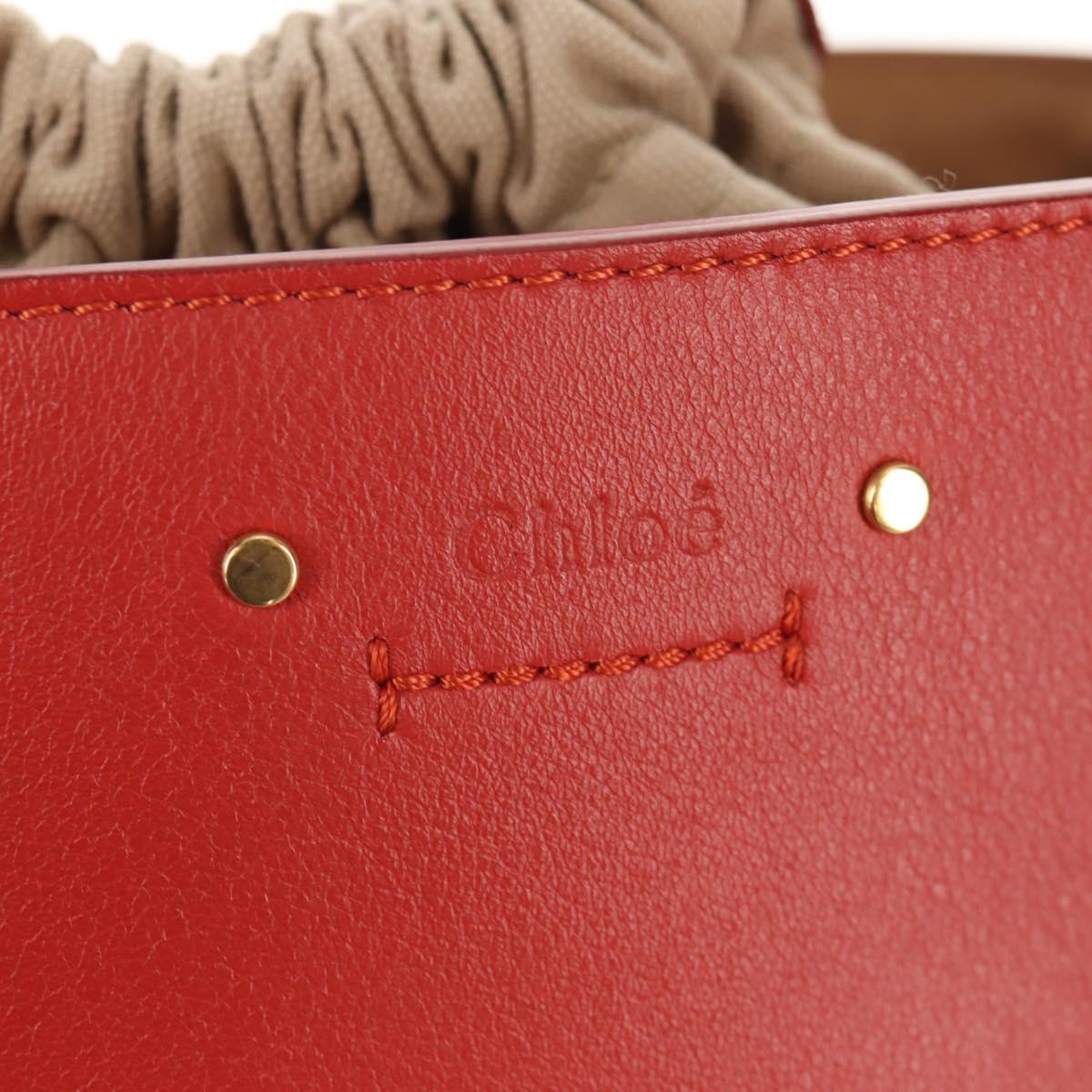 Chloe Mini Basket Roy Shoulder Bag Leather Red Gold Auth BA8174M