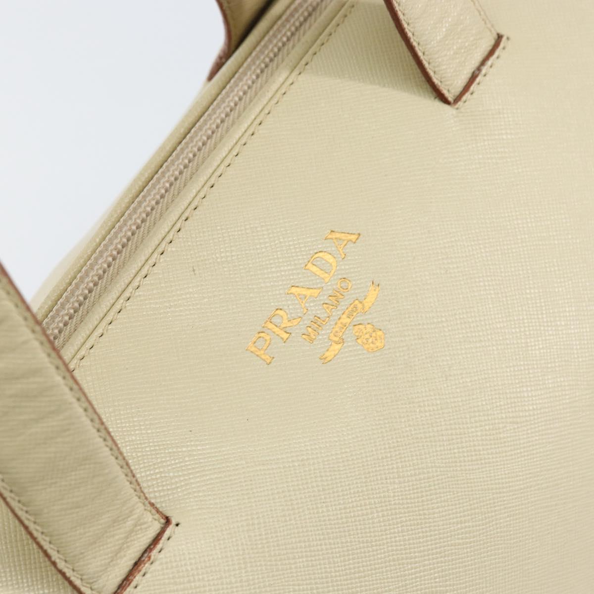 PRADA Hand Bag Leather Beige Auth BA8175
