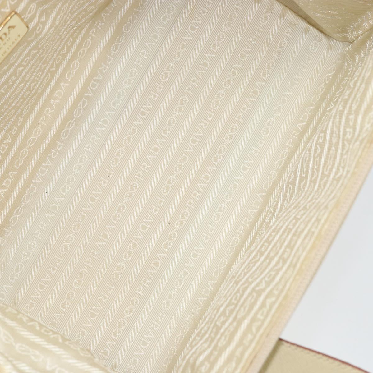 PRADA Hand Bag Leather Beige Auth BA8175