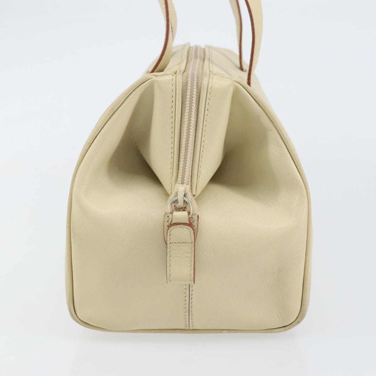 PRADA Hand Bag Leather Beige Auth BA8175