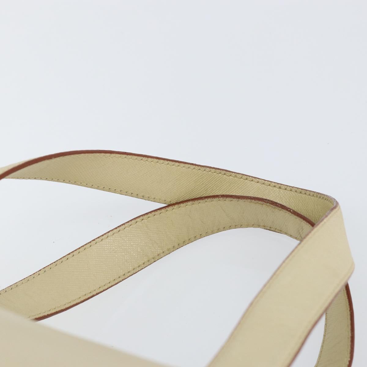 PRADA Hand Bag Leather Beige Auth BA8175