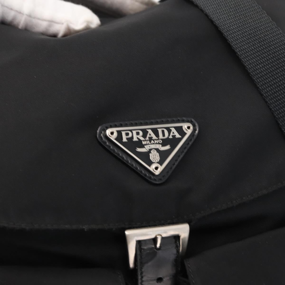 PRADA Backpack Nylon Black Silver Auth BA8176