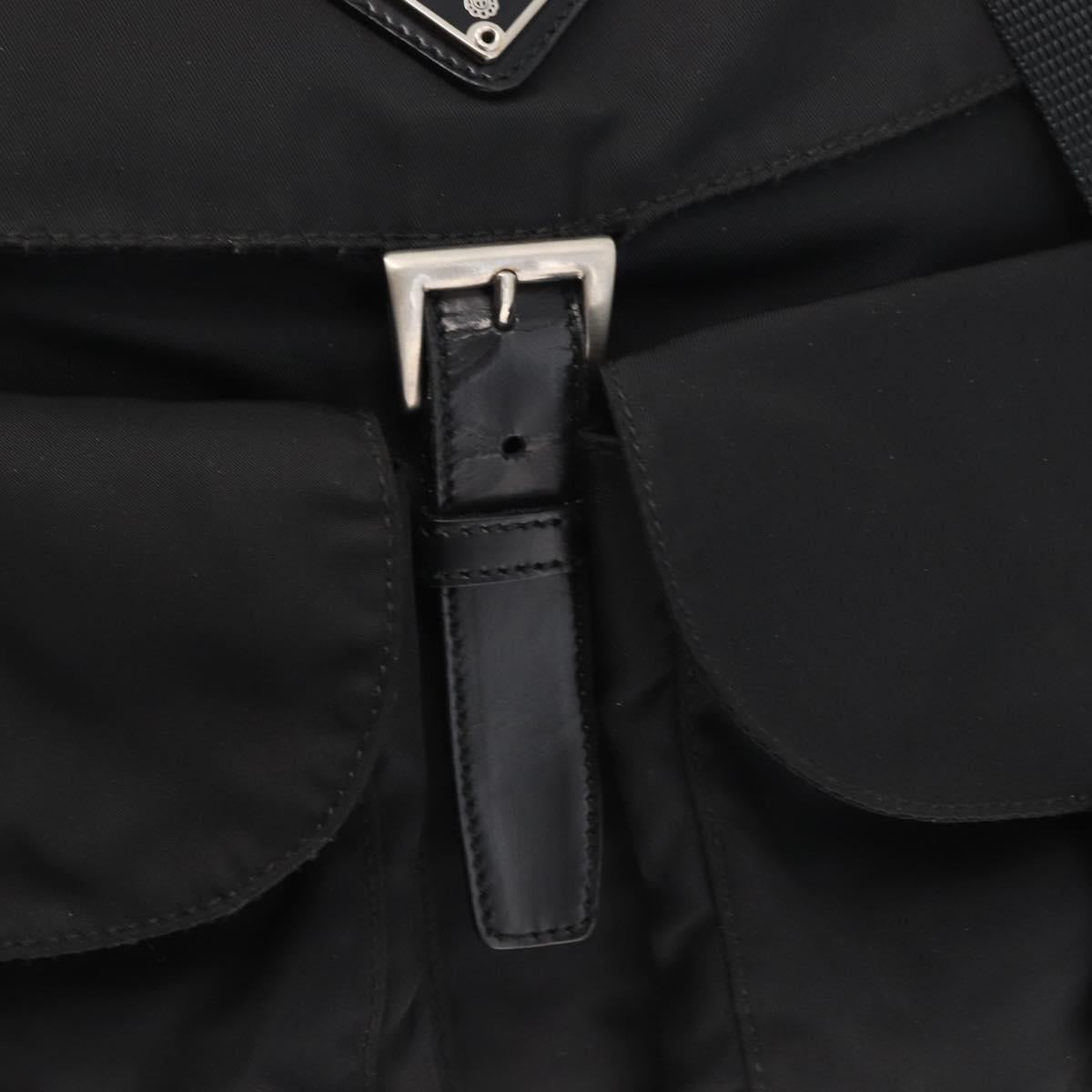 PRADA Backpack Nylon Black Silver Auth BA8176