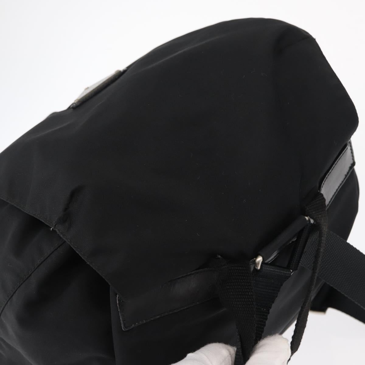PRADA Backpack Nylon Black Silver Auth BA8176