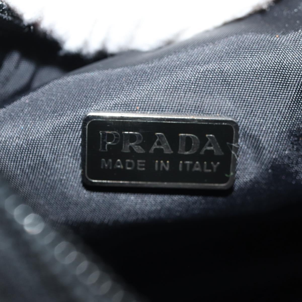 PRADA Hand Bag Nylon Black Silver Auth BA8177V