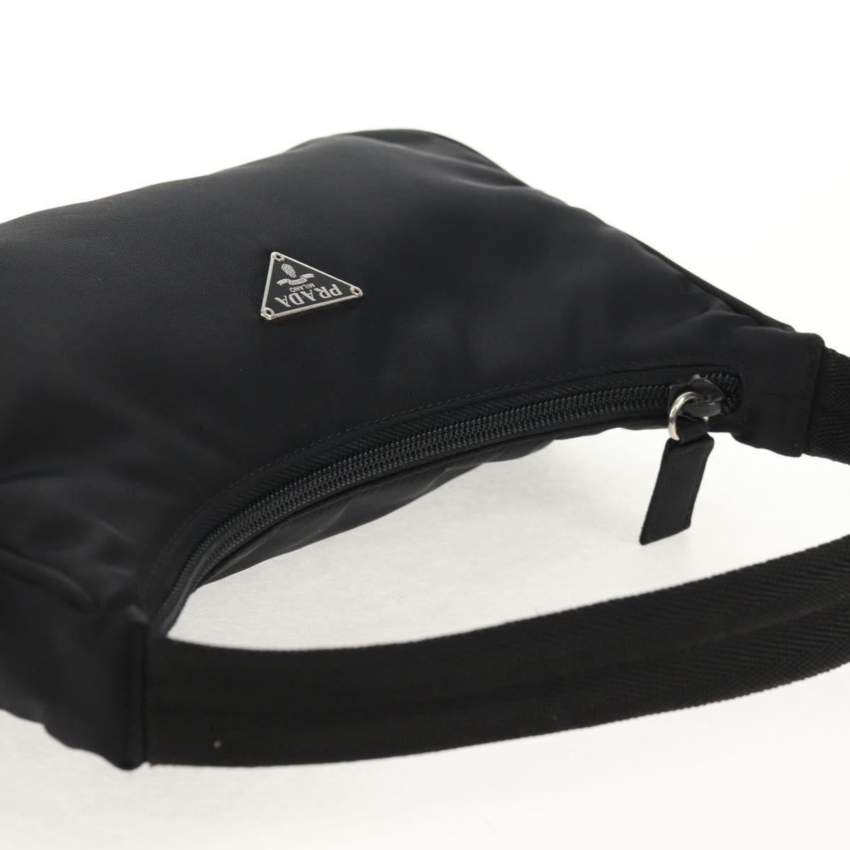 PRADA Hand Bag Nylon Black Silver Auth BA8177V