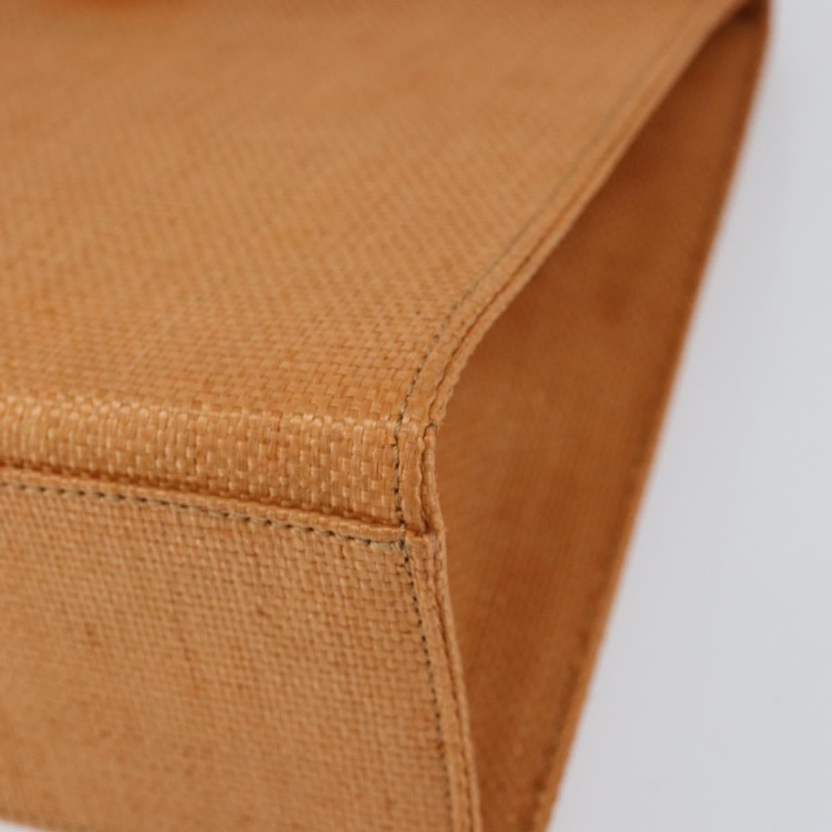 CELINE Hand Bag Raffia Brown Gold Auth BA8178