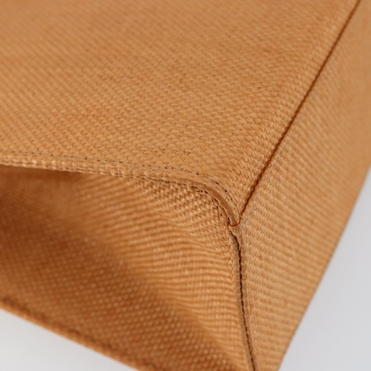 CELINE Hand Bag Raffia Brown Gold Auth BA8178