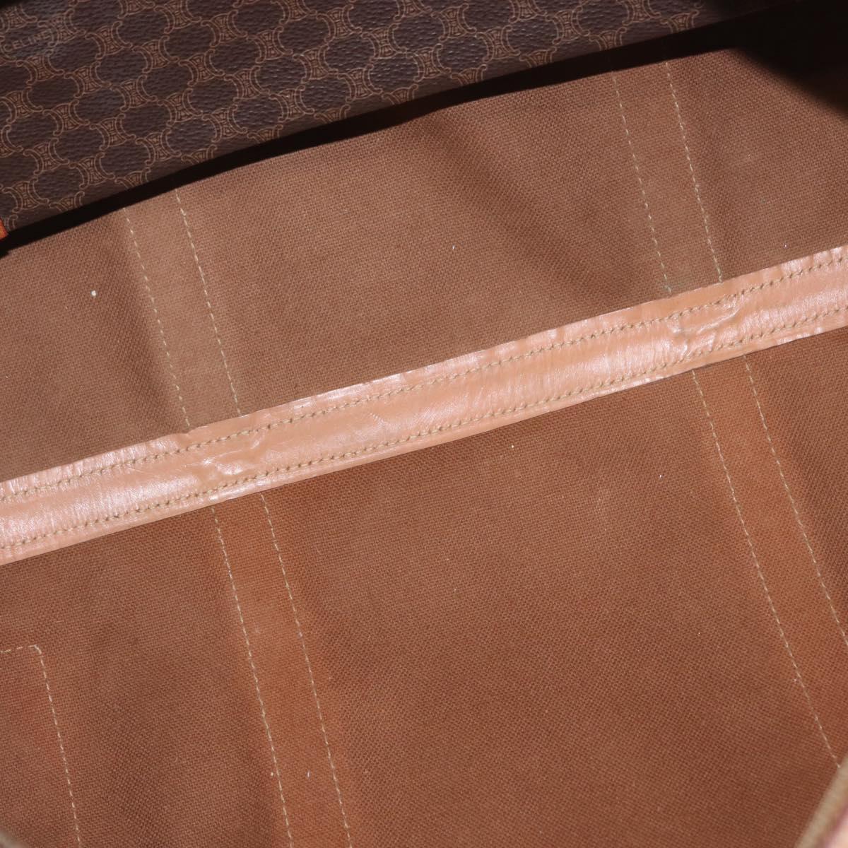 CELINE Macadam Canvas Boston Bag PVC Brown Gold Auth BA8179