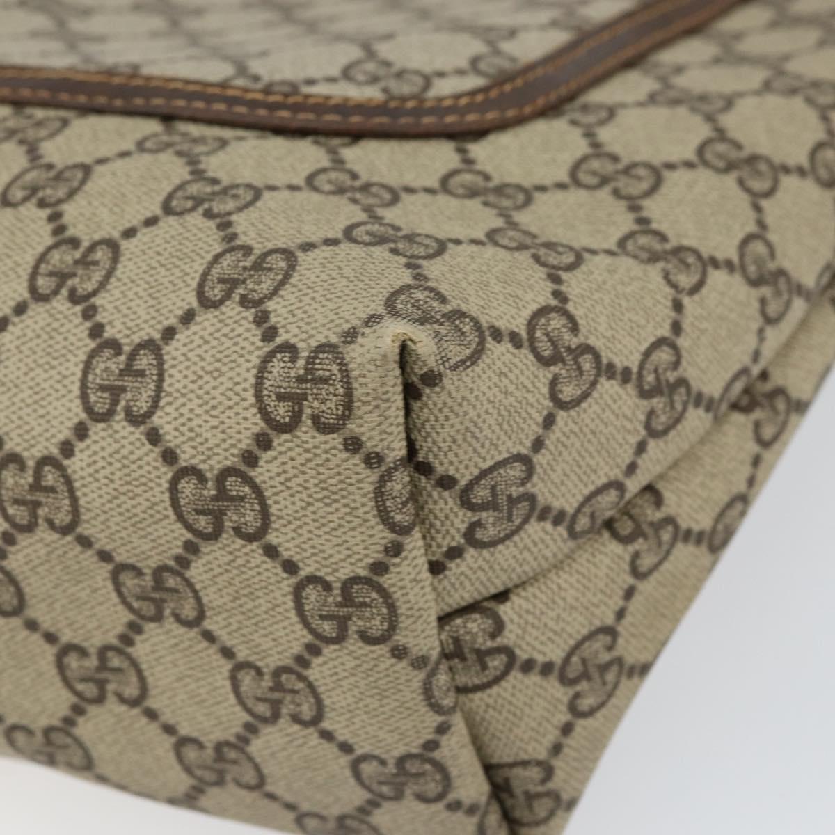 GUCCI GG Supreme Web Sherry Line Tote Bag PVC Beige Auth BA8180