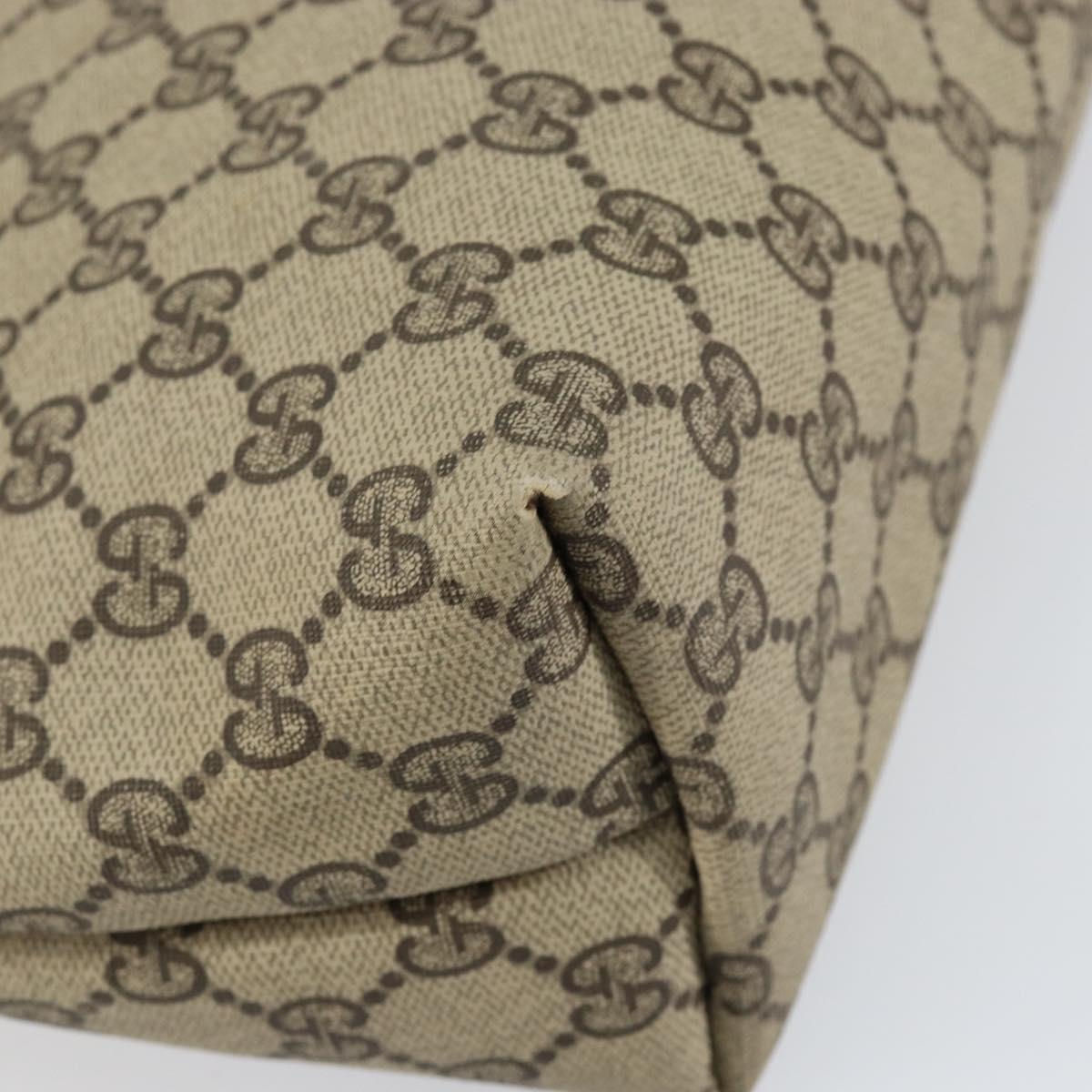 GUCCI GG Supreme Web Sherry Line Tote Bag PVC Beige Auth BA8180