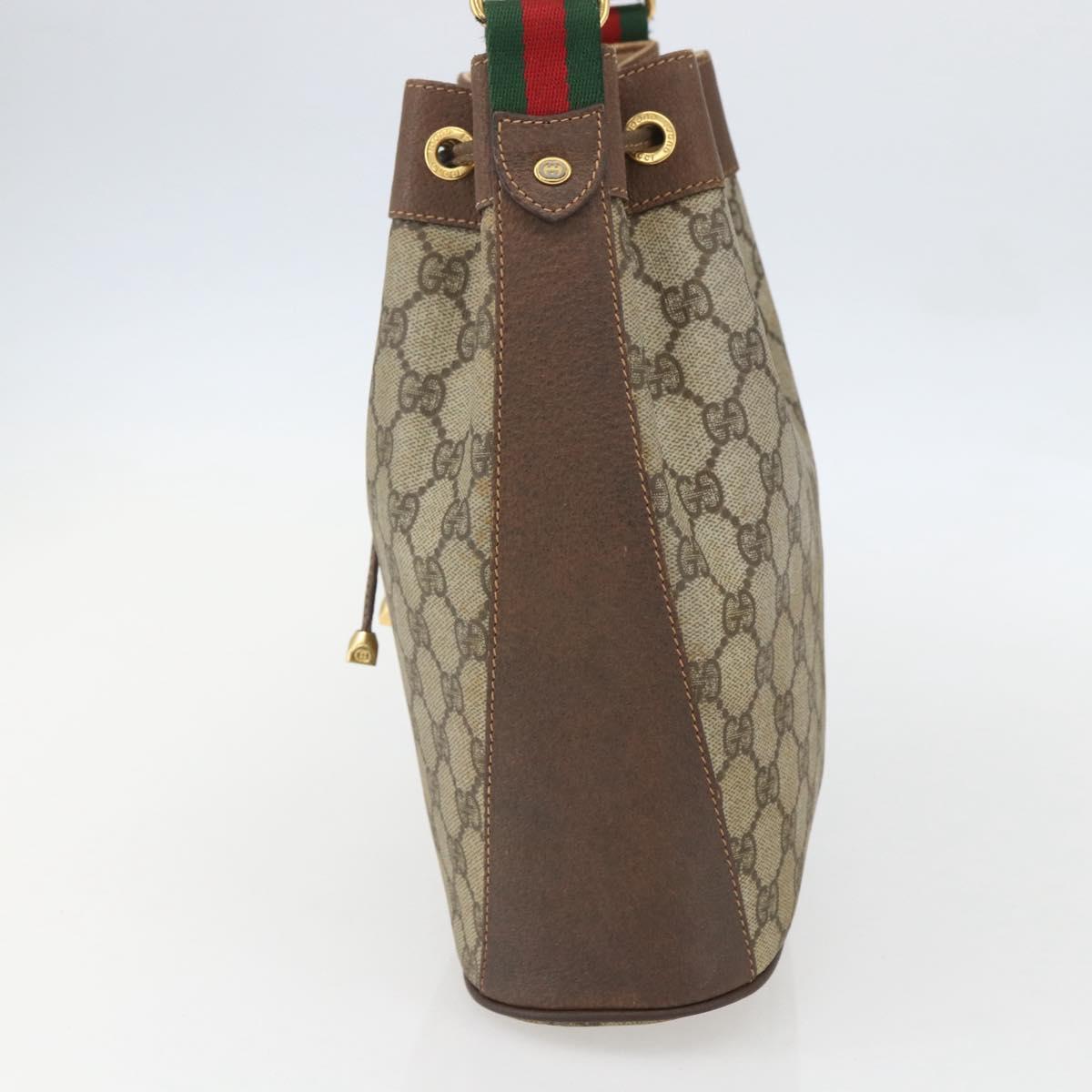 GUCCI GG Supreme Web Sherry Line Bag PVC Beige Gold 41 02 034 Auth BA8181