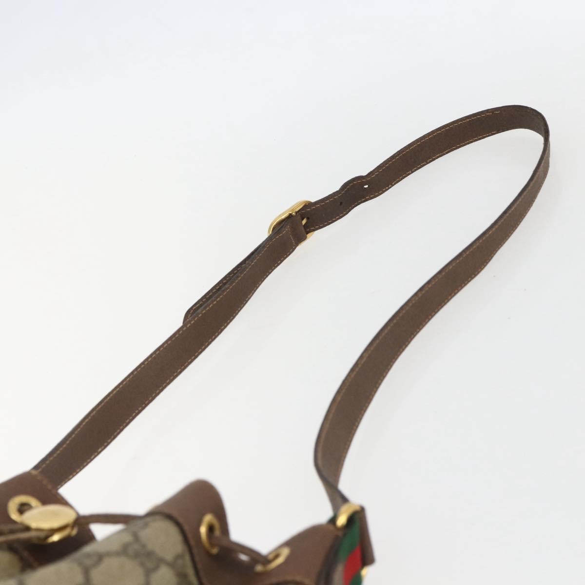 GUCCI GG Supreme Web Sherry Line Bag PVC Beige Gold 41 02 034 Auth BA8181