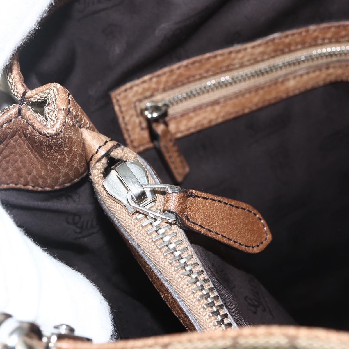 GUCCI GG Canvas Tote Bag Beige Silver 232946 Auth BA8182