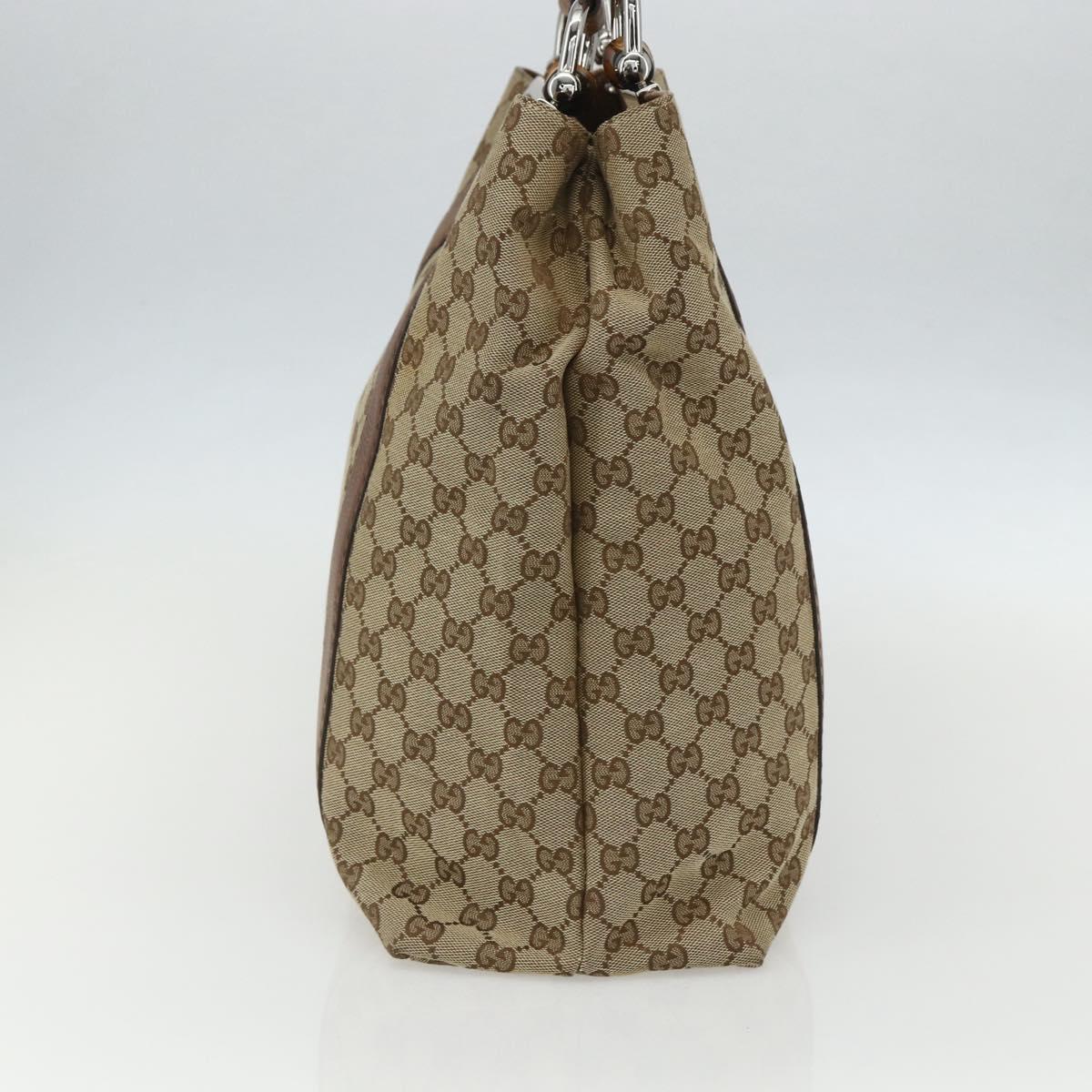 GUCCI GG Canvas Tote Bag Beige Silver 232946 Auth BA8182