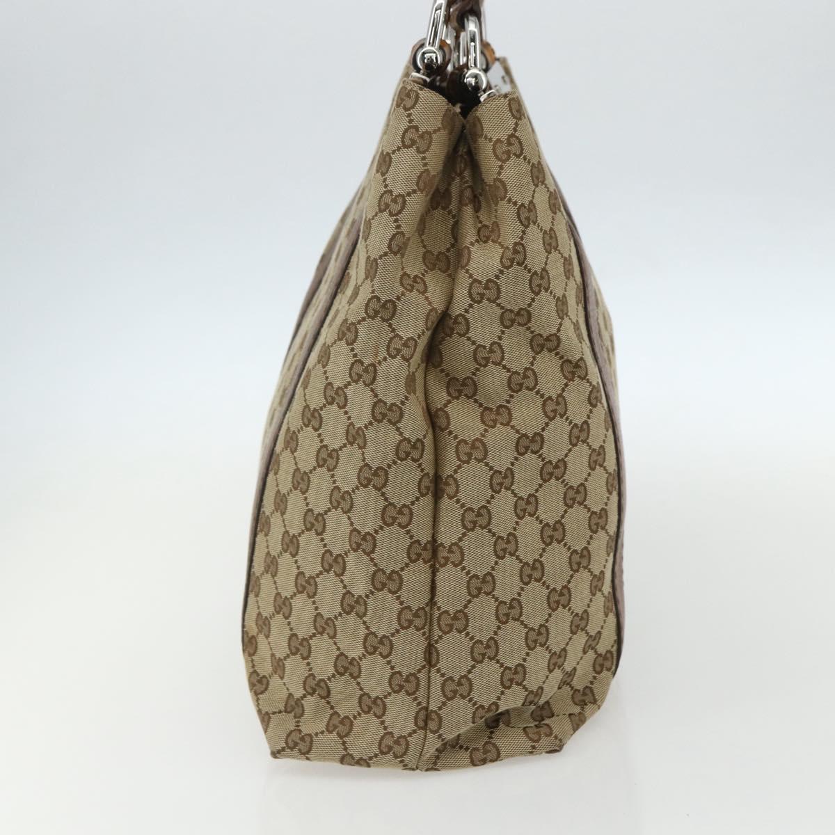 GUCCI GG Canvas Tote Bag Beige Silver 232946 Auth BA8182