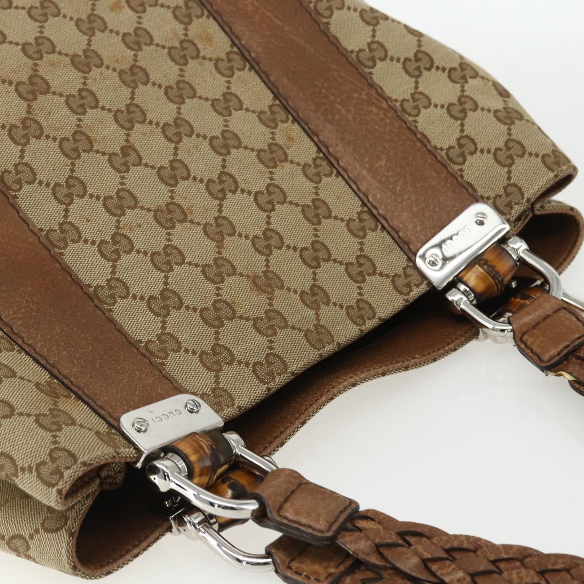 GUCCI GG Canvas Tote Bag Beige Silver 232946 Auth BA8182