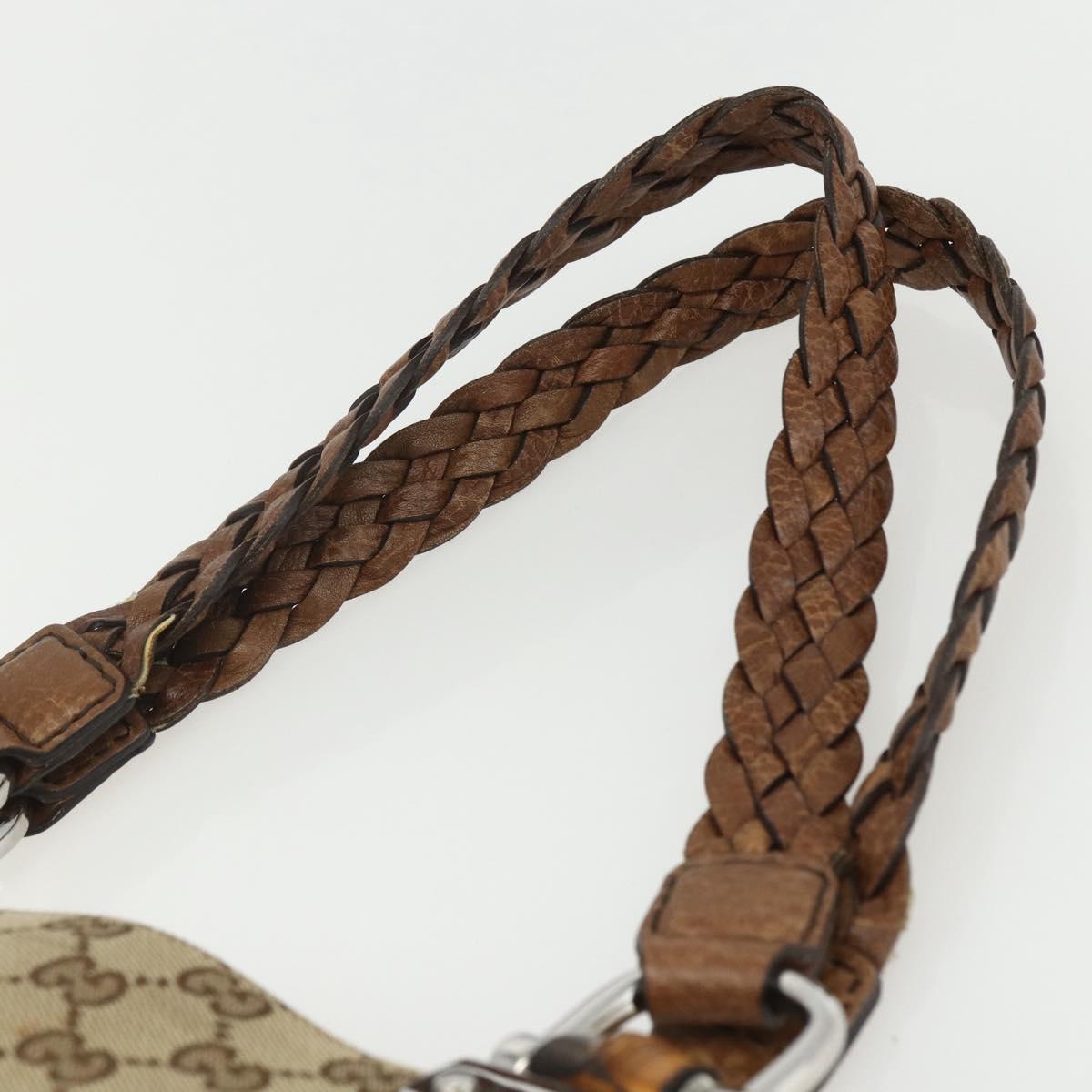 GUCCI GG Canvas Tote Bag Beige Silver 232946 Auth BA8182