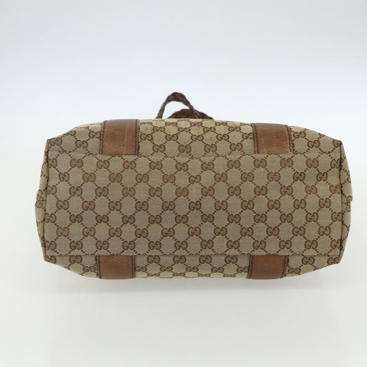 GUCCI GG Canvas Tote Bag Beige Silver 232946 Auth BA8182