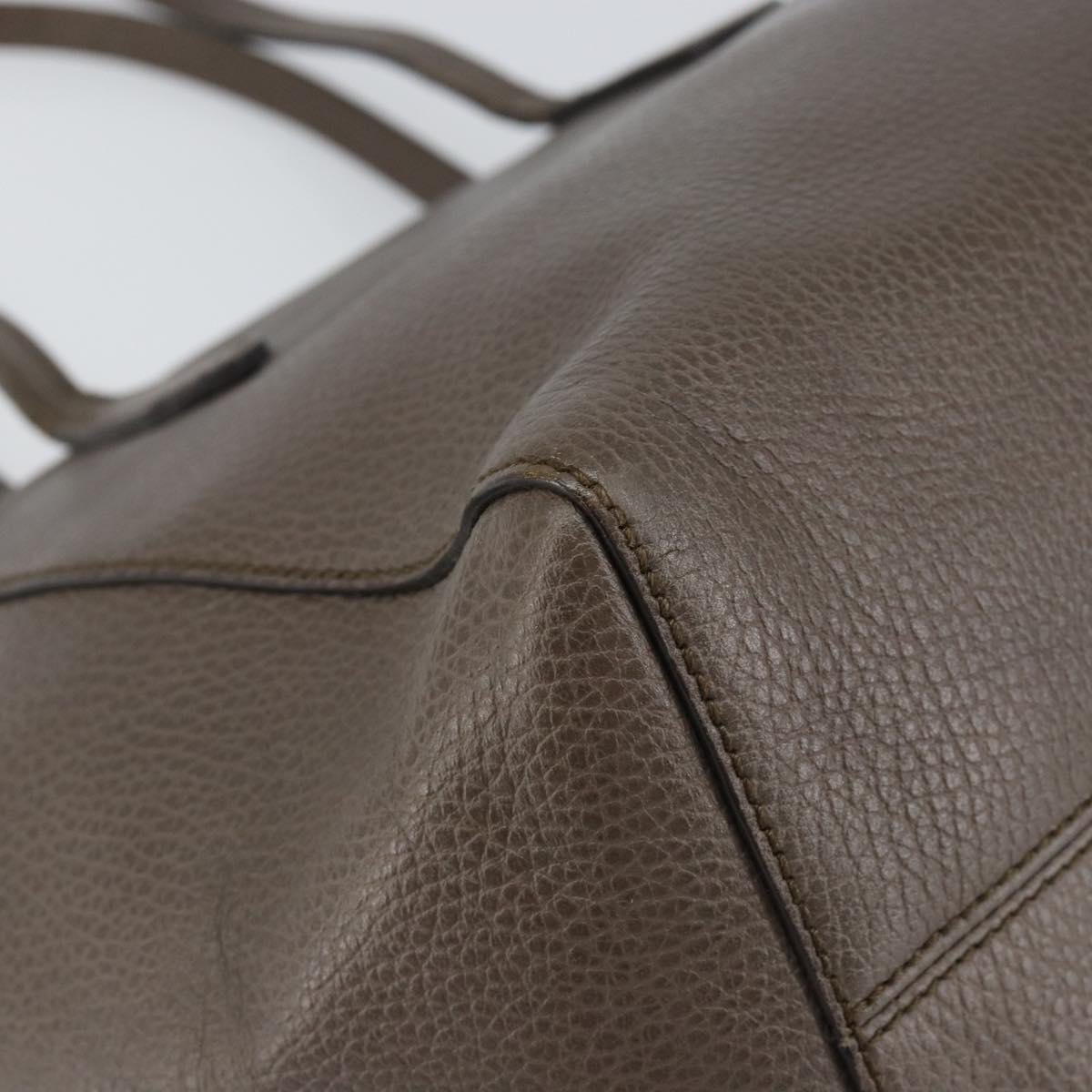 GUCCI Tote Bag Leather Gray Gold 354408 Auth BA8183