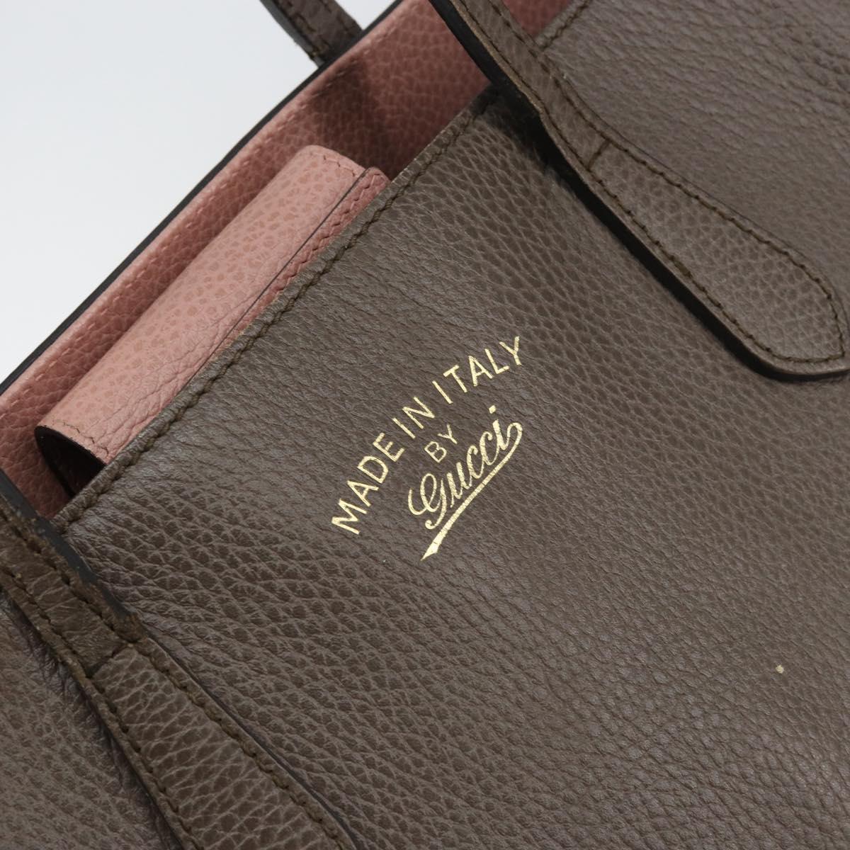 GUCCI Tote Bag Leather Gray Gold 354408 Auth BA8183